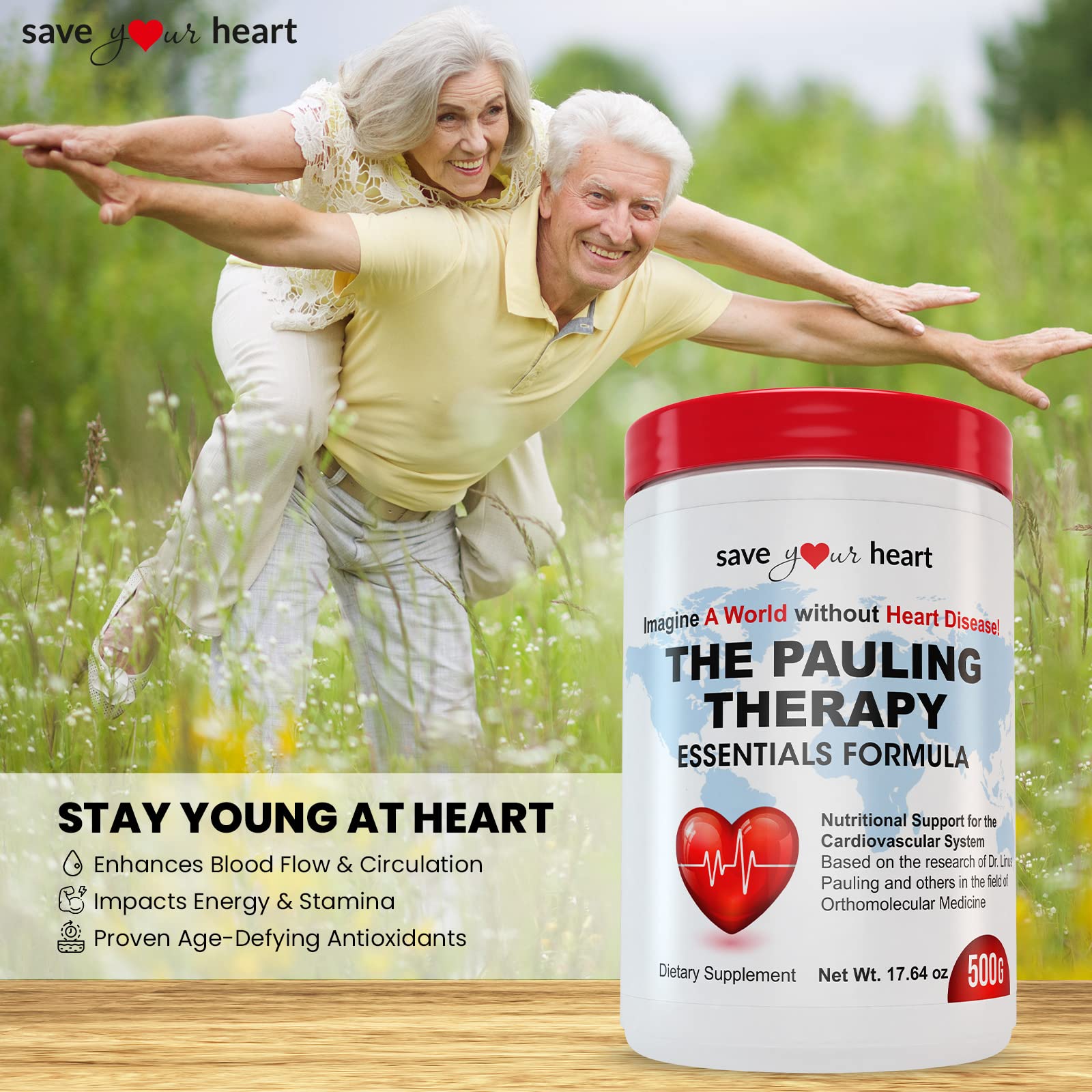SAVE YOUR HEART Cardio Heart Health Powder Supplement - The Pauling Therapy Essentials Formula (PTEF) Healthy Vitamin C, B-12, L-Lysine, L-Arginine, Magnesium, Zinc + Vitamins, Minerals & Antioxidants SAVE YOUR HEARTBuy Supplements Australia