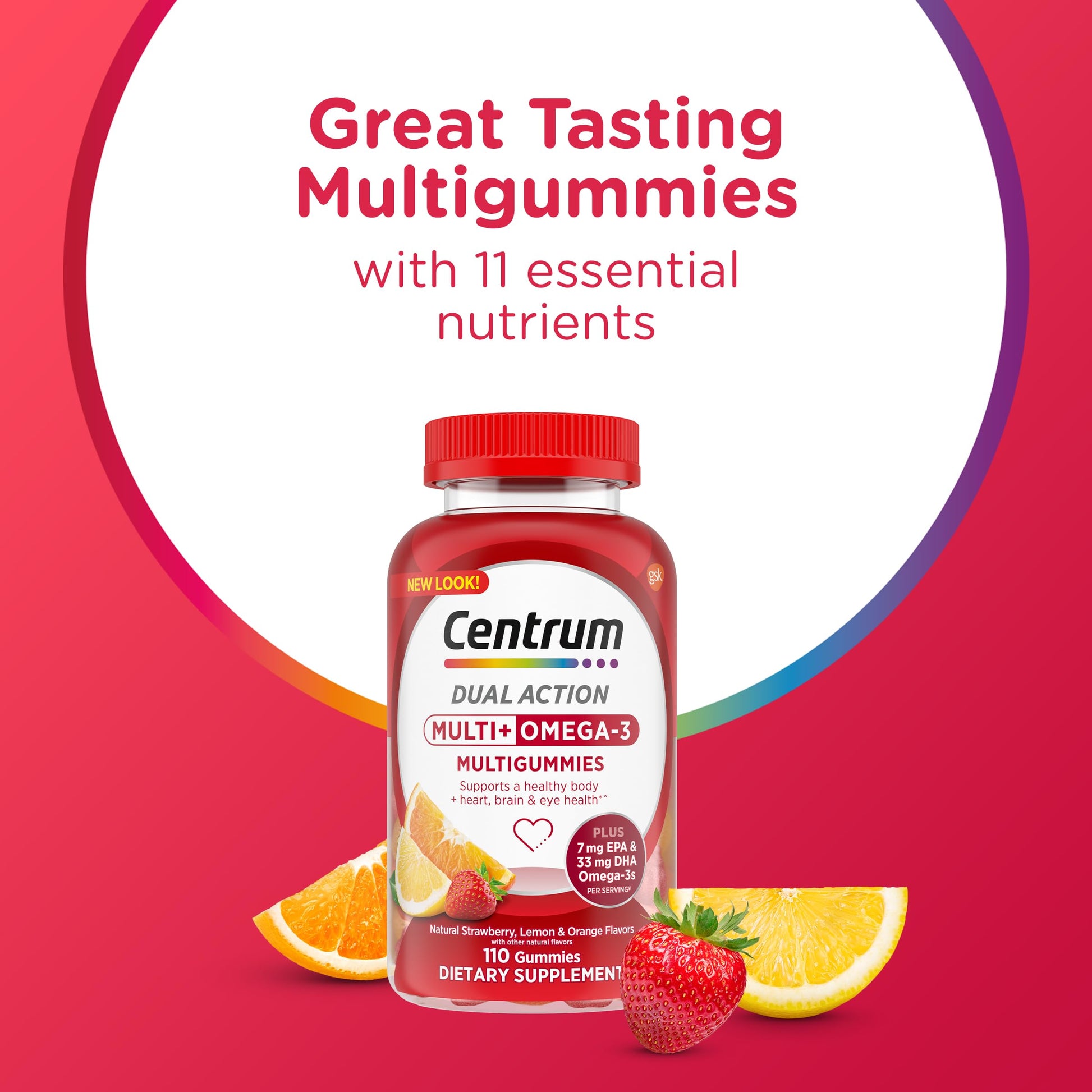Centrum MultiGummies Multi+ Omega 3 Dual Action, Adult Multivitamin, Multivitamin/Multimineral/Omega 3 CentrumBuy Supplements Australia