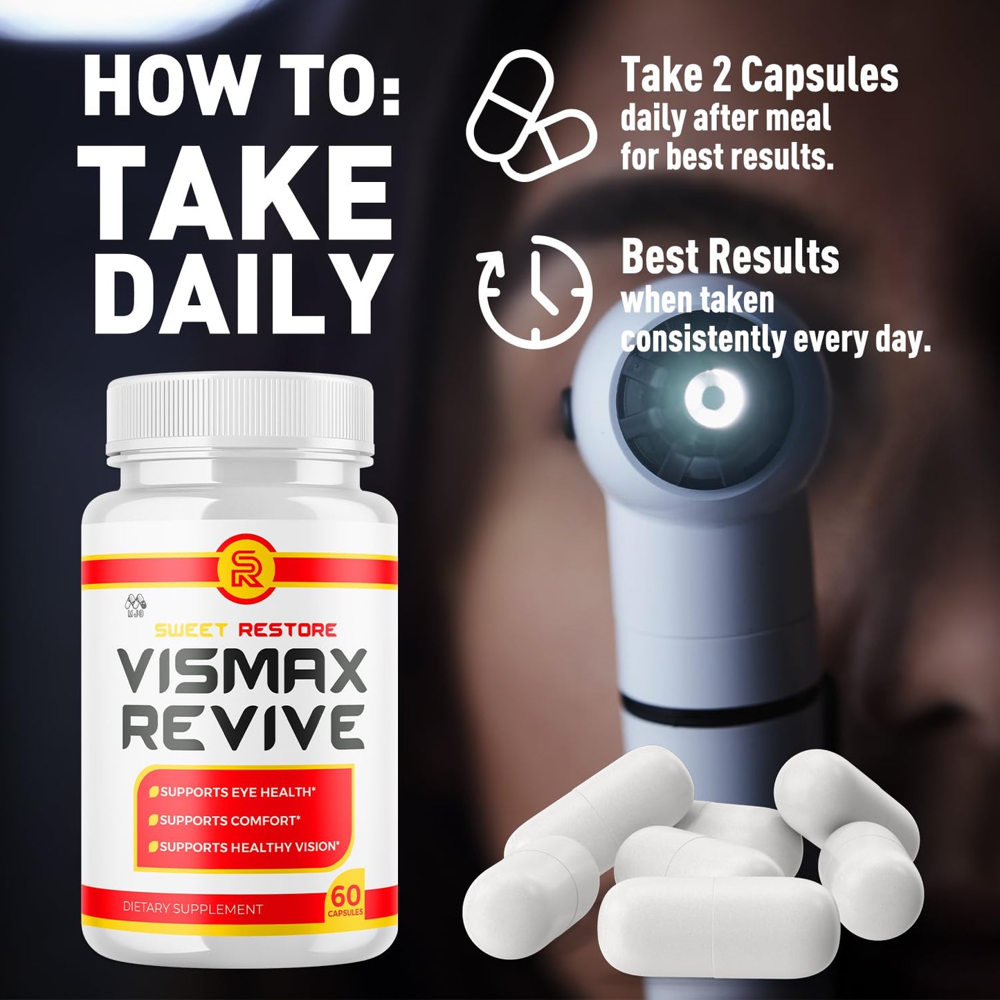 Vismax Revive Capsules, Official VismaxRevive Vision Support Supplement with All Natural Ingredients, Advanced Eye Health Formula and Vision Vitamin Supporting Wellness Naturally (60 Capsules) MJOBuy Supplements Australia