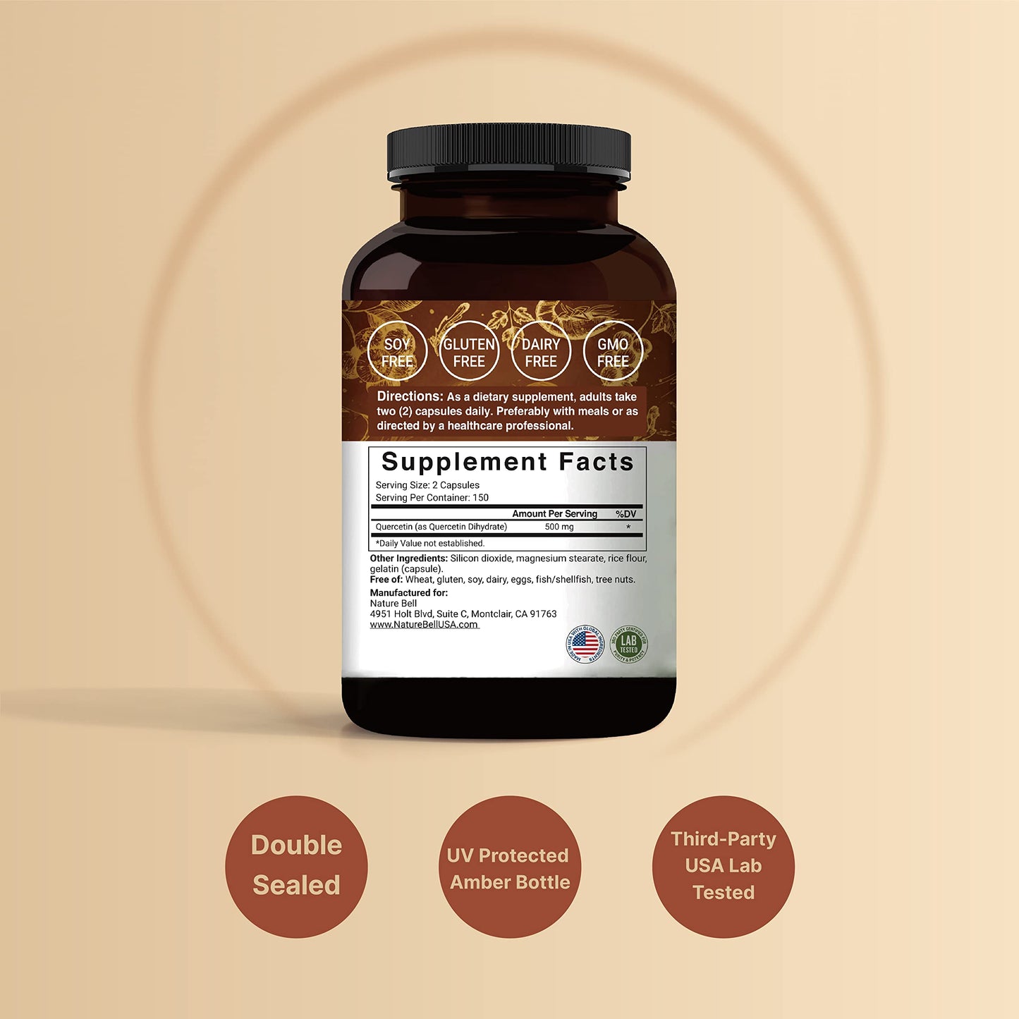 NatureBell Quercetin 500mg Per Serving | 300 Capsules, Ultra Strength Quercetin NatureBellBuy Supplements Australia