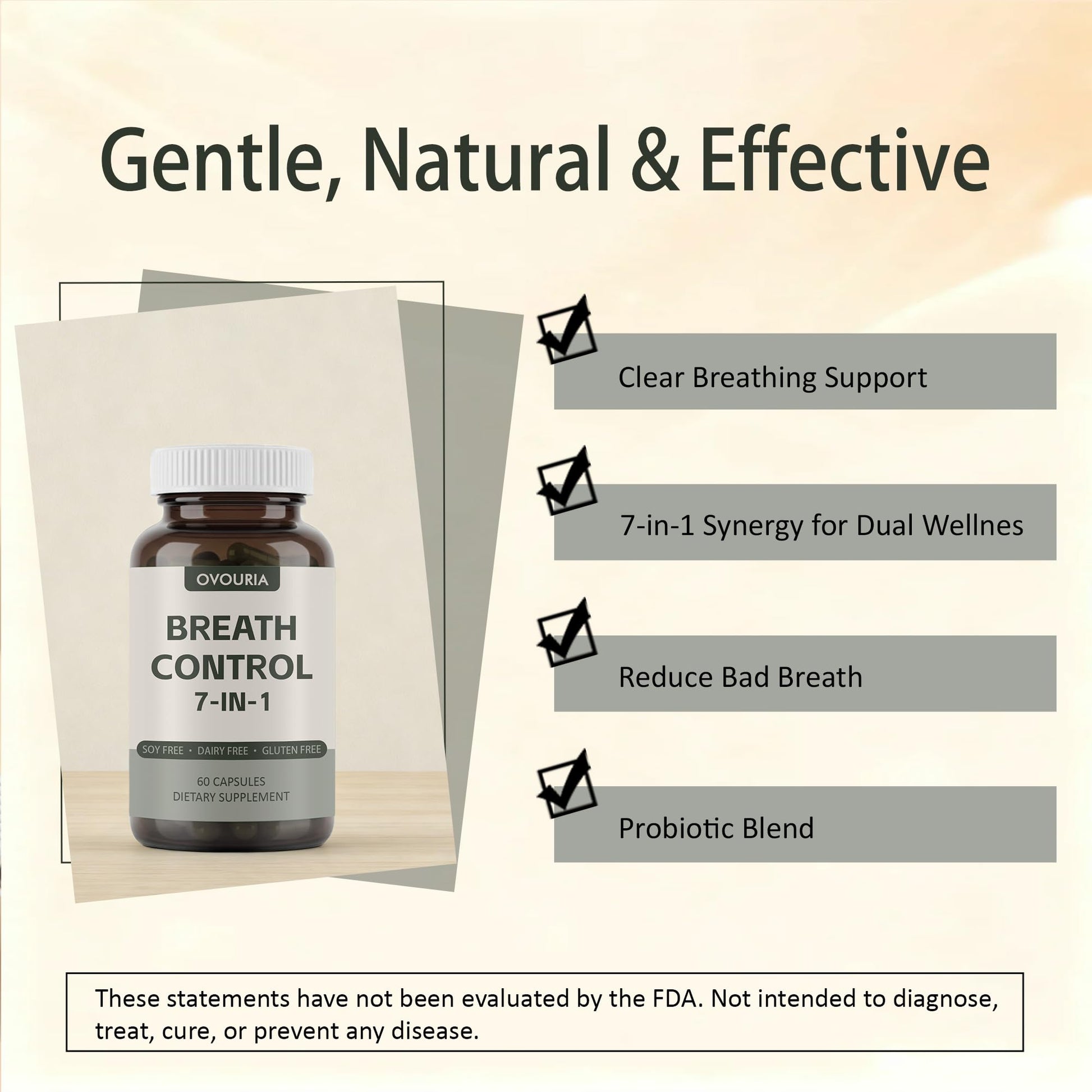 TANSPRESSO ovouria Breath & Gut Balance Capsules - 7-in-1 Formula with Probiotics, Zinc Gluconate & Magnesium Citrate for Fresh Breath, Chronic Halitosis Relief & Digestive Wellness, 60 Count(1pc) TANSPRESSOBuy Supplements Australia