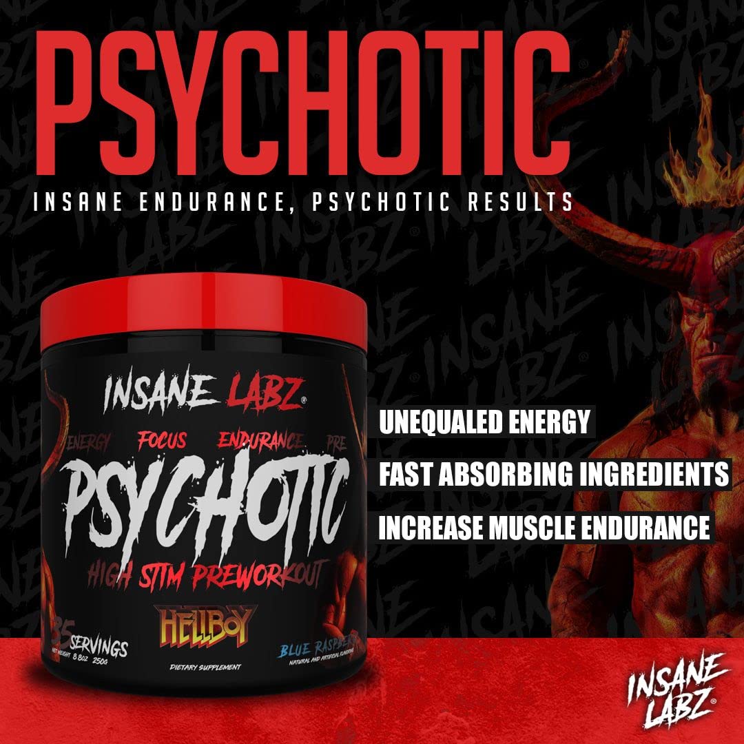 Insane Labz Psychotic, High Stimulant Pre Workout Powder, Extreme Lasting Energy Insane LabzBuy Supplements Australia