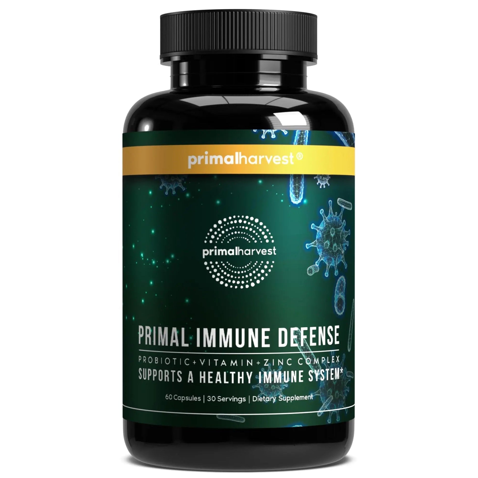 Primal Harvest Immune Defense 10-in-1 Supplement with Probiotics, Zinc, and Vitamins C, D3, K2, B6 Daily Immune Support for Adults Primal Harvest