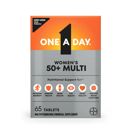 One A Day Multivitamin for Women 50 and Over Tablets, Womens Multivitamin 50 plus with Vitamins D, C, E, Zinc & Biotin, Daily Vitamins for Woman 50+, 65 Ct ONE A DAY