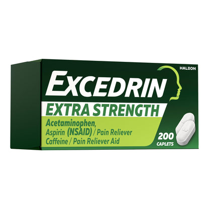 Excedrin Extra Strength Pain Relief Caplets for Headache Relief, Acetaminophen 250mg, Aspirin 250mg, Caffeine 65mg, Pain Reliever, 200 Count ExcedrinBuy Supplements Australia