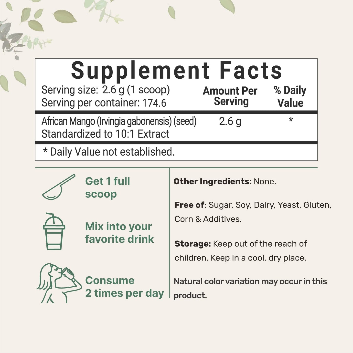Sustainably Africa Grown, Pure African Mango Powder (Irvingia Gabonensis Powder Micro IngredientsBuy Supplements Australia