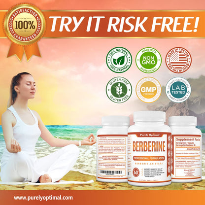 Purely Optimal Premium Berberine Supplement - 1200mg Berberine HCl, Non-GMO Purely OptimalBuy Supplements Australia