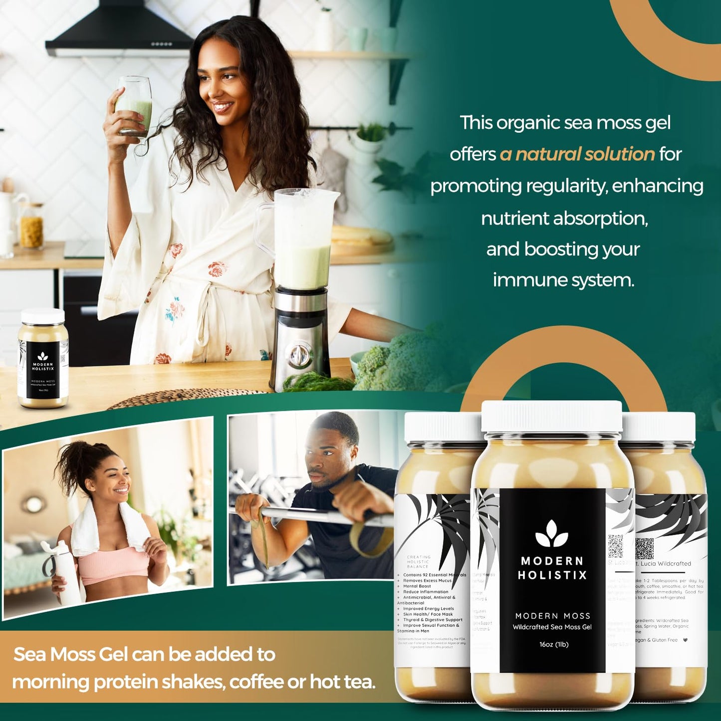 Modern Holistix Original Sea Moss Gel – 32oz Jar | Wildcrafted | All-Natural Superfood for Immunity, Energy & Gut Health Modern HolistixBuy Supplements Australia