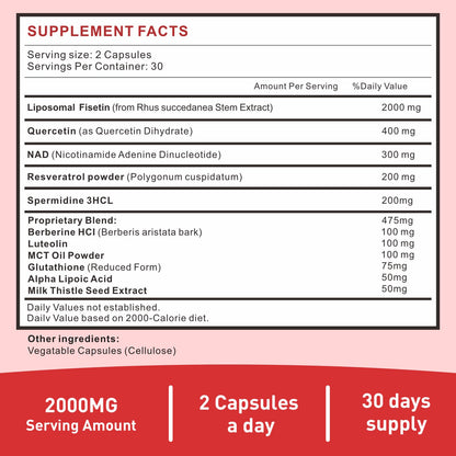Uarcool Fisetin Supplement 2000mg for Healthy Aging and Longevity, Skin Health, Brain - Soy Free, Vegetarian - 60 Softgels(2 Bottles) UarcoolBuy Supplements Australia