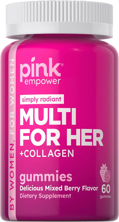 PINK Multivitamin Gummies for Women | Non-GMO & Gluten Free | Plus Collagen & Biotin | Mixed Berry Flavor PINKBuy Supplements Australia