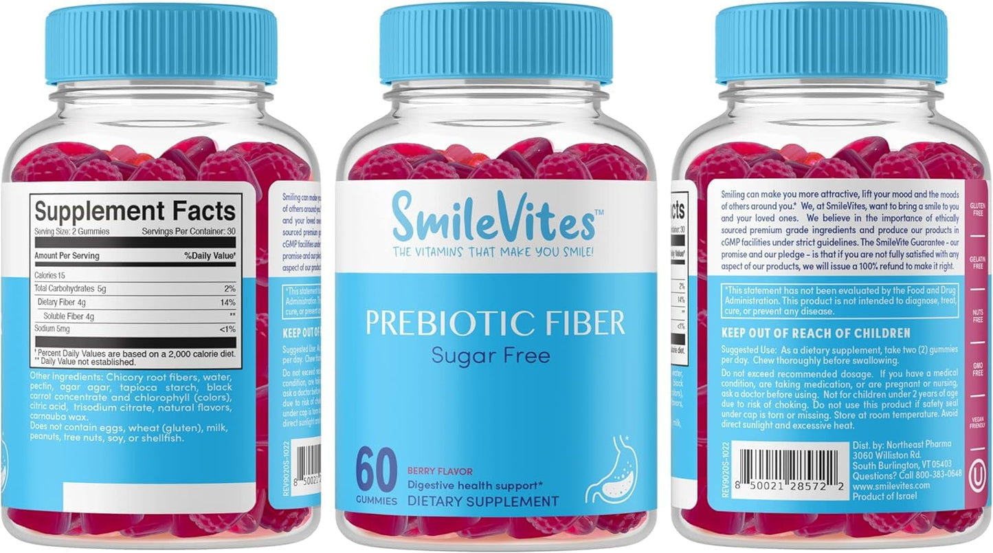 SmileVites Prebiotics Fiber Gummy Digestive Health - Vegan Friendly, GMO Free, Kosher Heartland PharmaBuy Supplements Australia