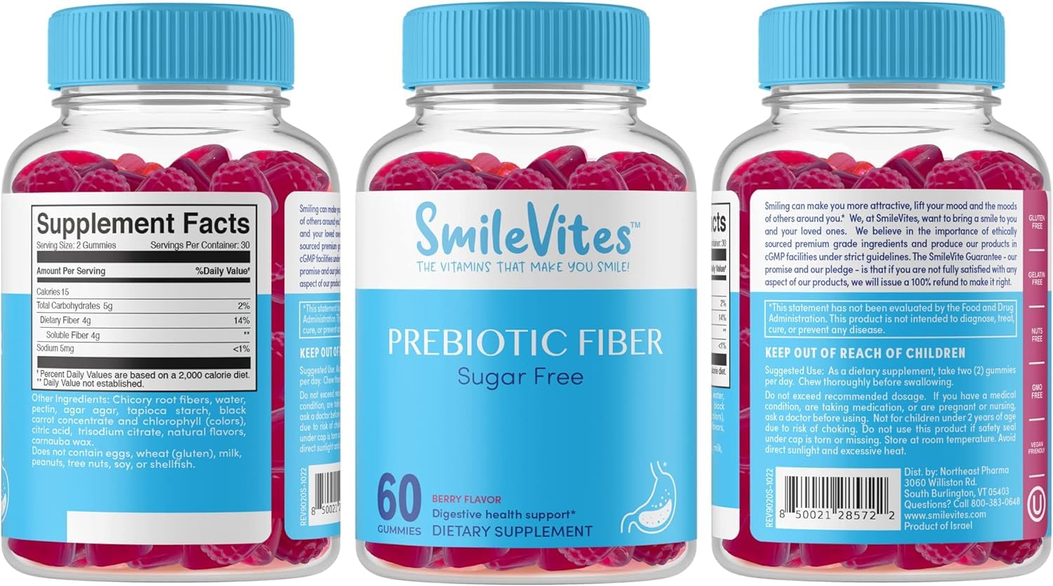SmileVites Prebiotics Fiber Gummy Digestive Health - Vegan Friendly, GMO Free, Kosher Heartland PharmaBuy Supplements Australia