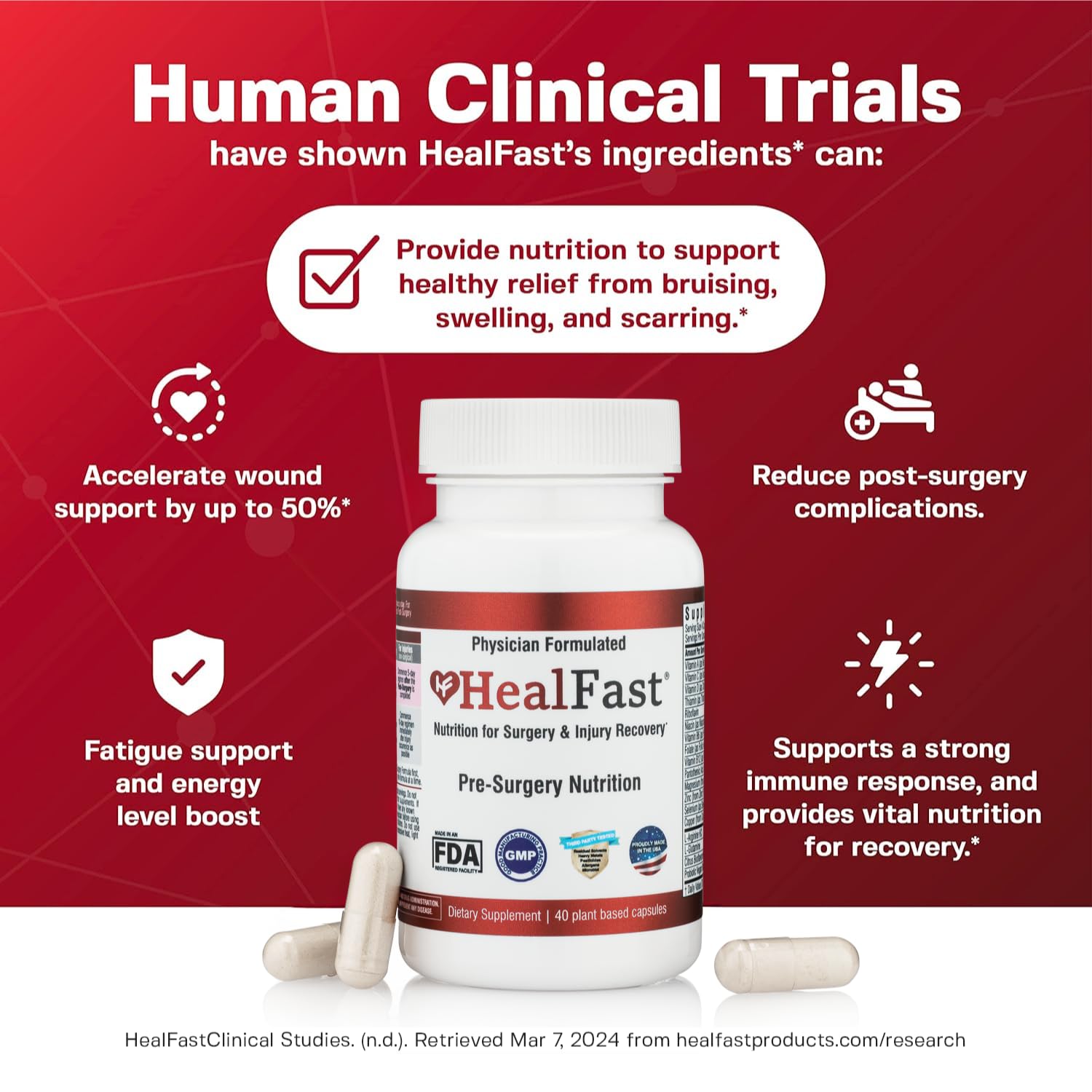 HealFast Surgery & Injury Recovery Supplement (Pre-Op): Quercetin, Probiotics Supplement for Wound, Liposuction, Tummy Tuck, and BBL Post Surgery Supplies HealFastBuy Supplements Australia