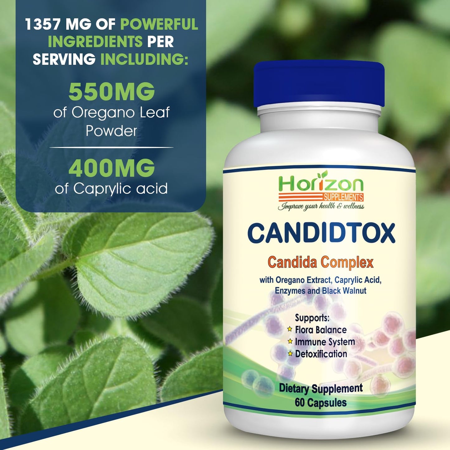 Candida Cleanse Support and Detox with Natural Herbs, probiotics and Oregano Oil Horizon SupplementsBuy Supplements Australia