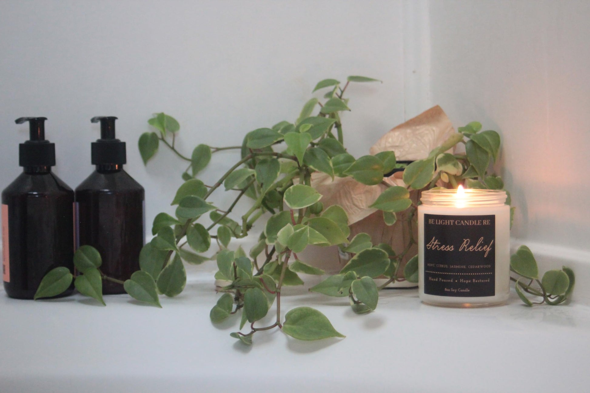 Stress Relief Candle | Purpose-Driven Soy Candles | Scented Candle for Home | 8oz Long Lasting Candle Be Light Candle REBuy Supplements Australia
