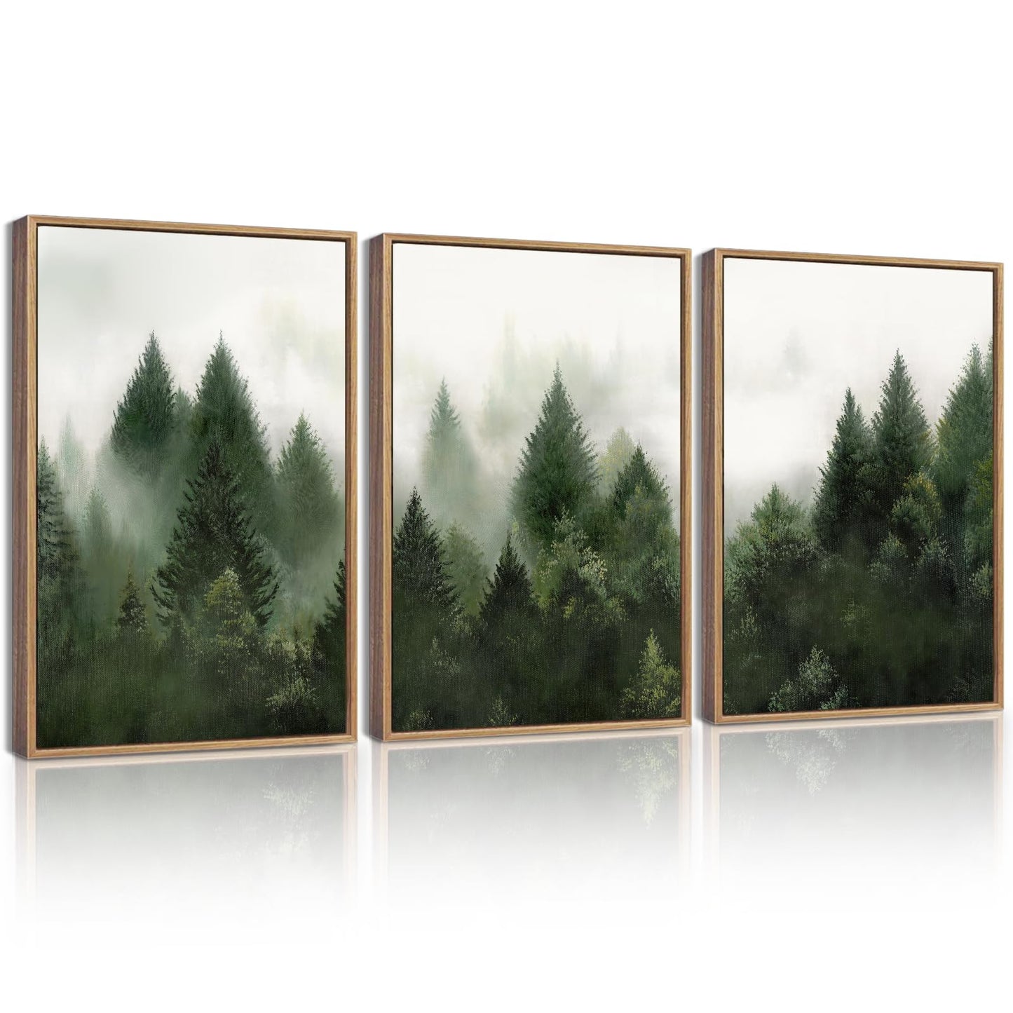 KUVIOKE Morden Green Fog Pine Tree Framed Canvas Wall Art Nature Nordic Forests Artwork Painting Bedroom Decor 12x16in (Natural Framed) KUVIOKEBuy Supplements Australia