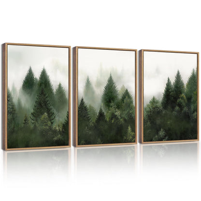 KUVIOKE Morden Green Fog Pine Tree Framed Canvas Wall Art Nature Nordic Forests Artwork Painting Bedroom Decor 12x16in (Natural Framed) KUVIOKEBuy Supplements Australia