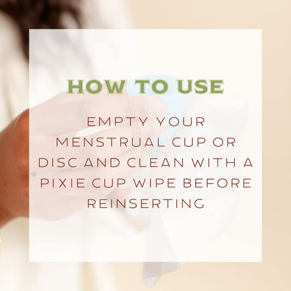 Menstrual Cup Wipes - On The Go Public Bathroom Feminine Wipes - Safe On Period Cups & Menstrual discs Pixie CupBuy Supplements Australia