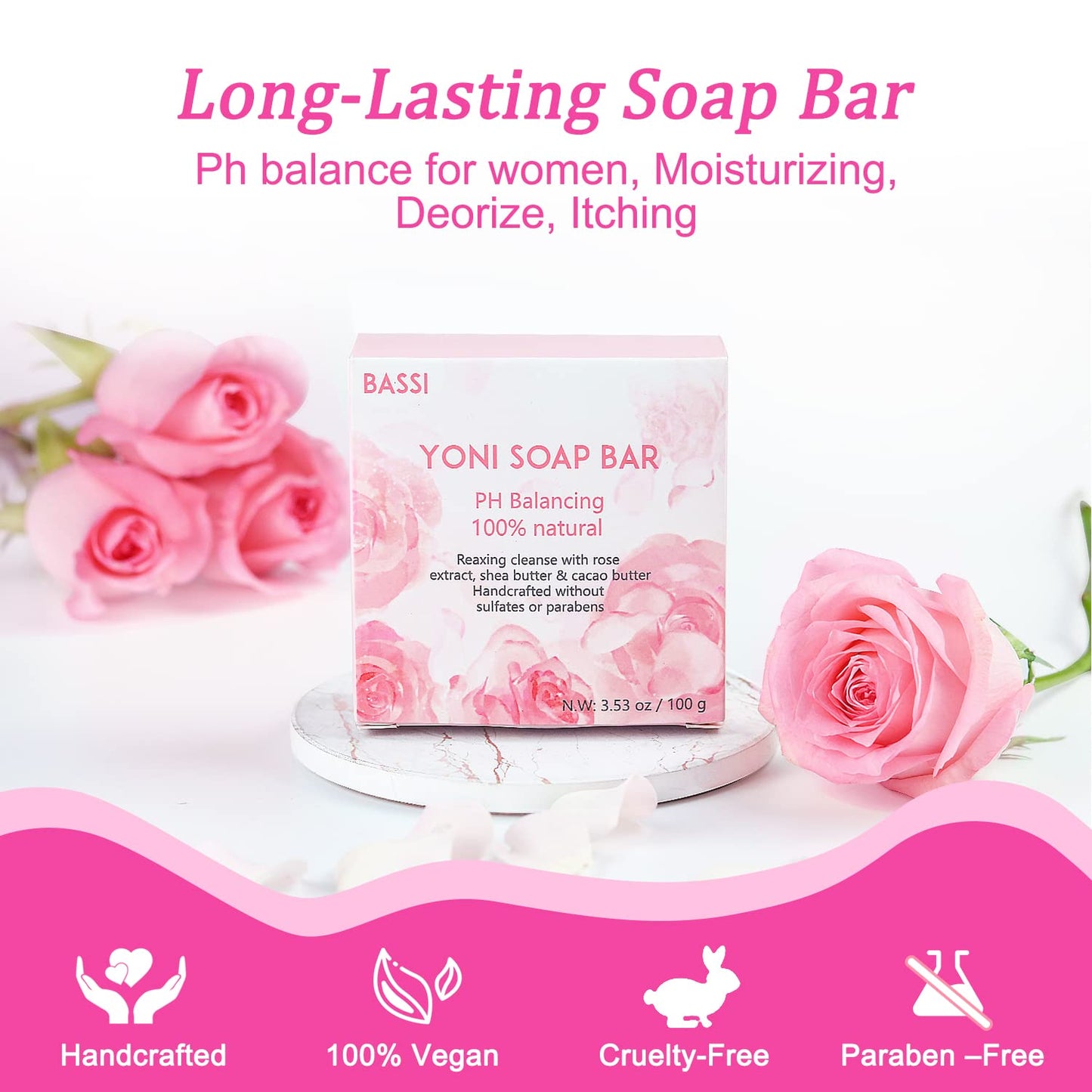 Yoni Soap Bars Vaginal Wash 2 PCS, 100% Natural Organic Yoni Bar Soap for Women Ph Balance Yoni BASSIBuy Supplements Australia