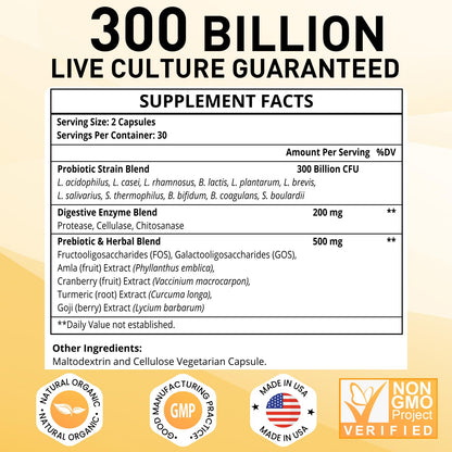 Probiotics for Women & Men, 300 Billion CFU 11 Strains, Probiotic with Organic Herbal GOGOSATISBuy Supplements Australia