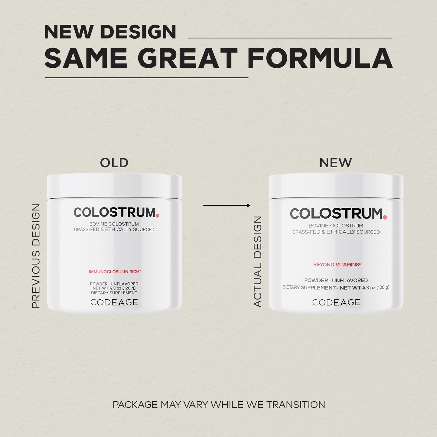 Codeage Bovine Colostrum Powder Supplement 4-Month Supply, 1000mg per Serving, Grass-Fed Ethically Sourced, Immunoglobulin-Rich Prized First Milk, Cold-Chain Pasteurized, Agglomerated, Non-GMO, 4.3 OZ CodeageBuy Supplements Australia