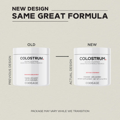 Codeage Bovine Colostrum Powder Supplement 4-Month Supply, 1000mg per Serving, Grass-Fed Ethically Sourced, Immunoglobulin-Rich Prized First Milk, Cold-Chain Pasteurized, Agglomerated, Non-GMO, 4.3 OZ CodeageBuy Supplements Australia