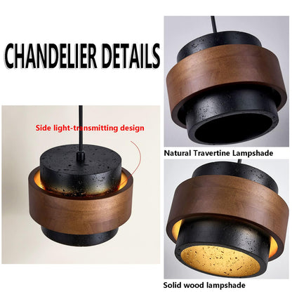 JIANGXMF Nordic Natural Travertine Pendant Light Wabi-sabi Stone Chandelier Retro Industry Hanging Ceiling Lamp for Bedroom Bedside Study Dining Table Lighting (Black) JIANGXMFBuy Supplements Australia