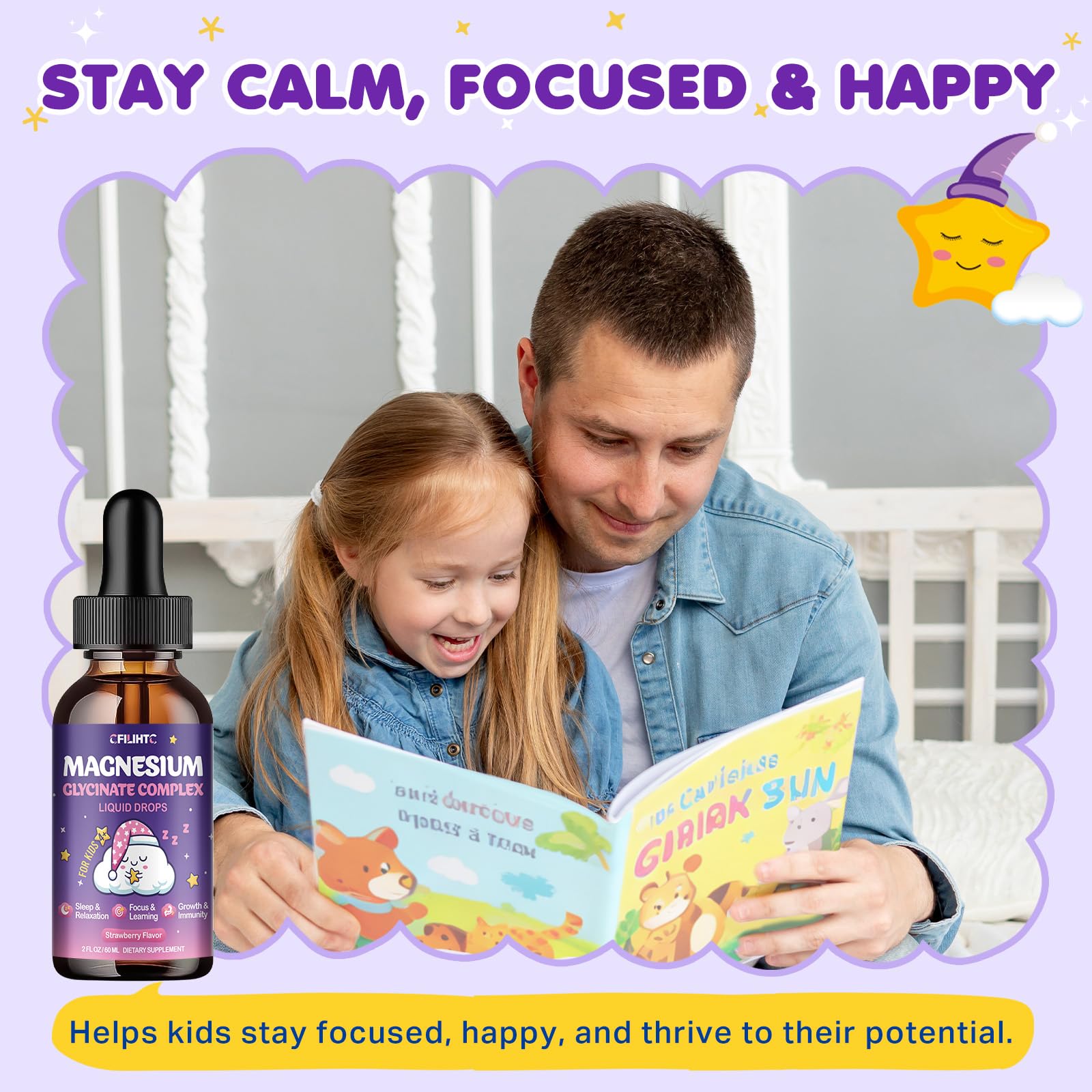 Magnesium Glycinate Liquid for Kids - Magnesium Bisglycinate Drops with L-Theanine, Chamomile & Vitamin B6, B12, C, D3 for Sleep, Relaxation, Immune Support, Calm & Focus - 2 Fl Oz, Strawberry Flavor CFILIHTCBuy Supplements Australia
