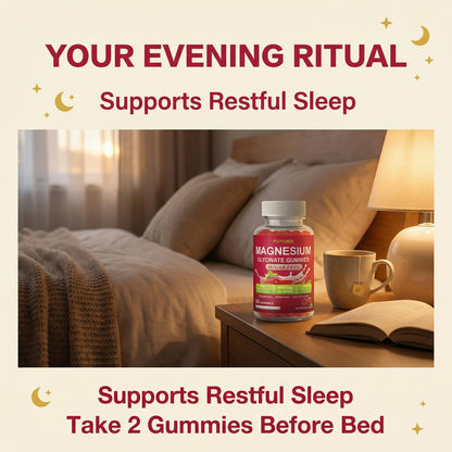 FUYUEO Magnesium Glycinate Gummies for Sleep & Relaxation, Sugar Free High Absorption Magnesium Supplement for Men & Women, Gentle on Stomach, Chewable, Raspberry, 60 Count (Pack of 1) FUYUEOBuy Supplements Australia
