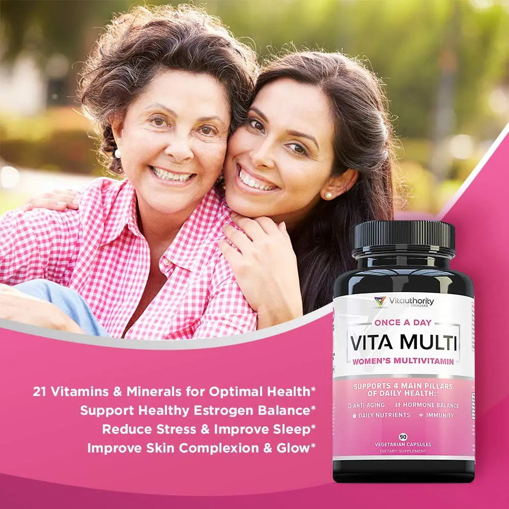 Vitauthority Multivitamin for Women Women’s Daily Multi-Vitamin Supplement with DIM, Iodine, Ashwagandha Supports Youthful Complexion Vitauthority