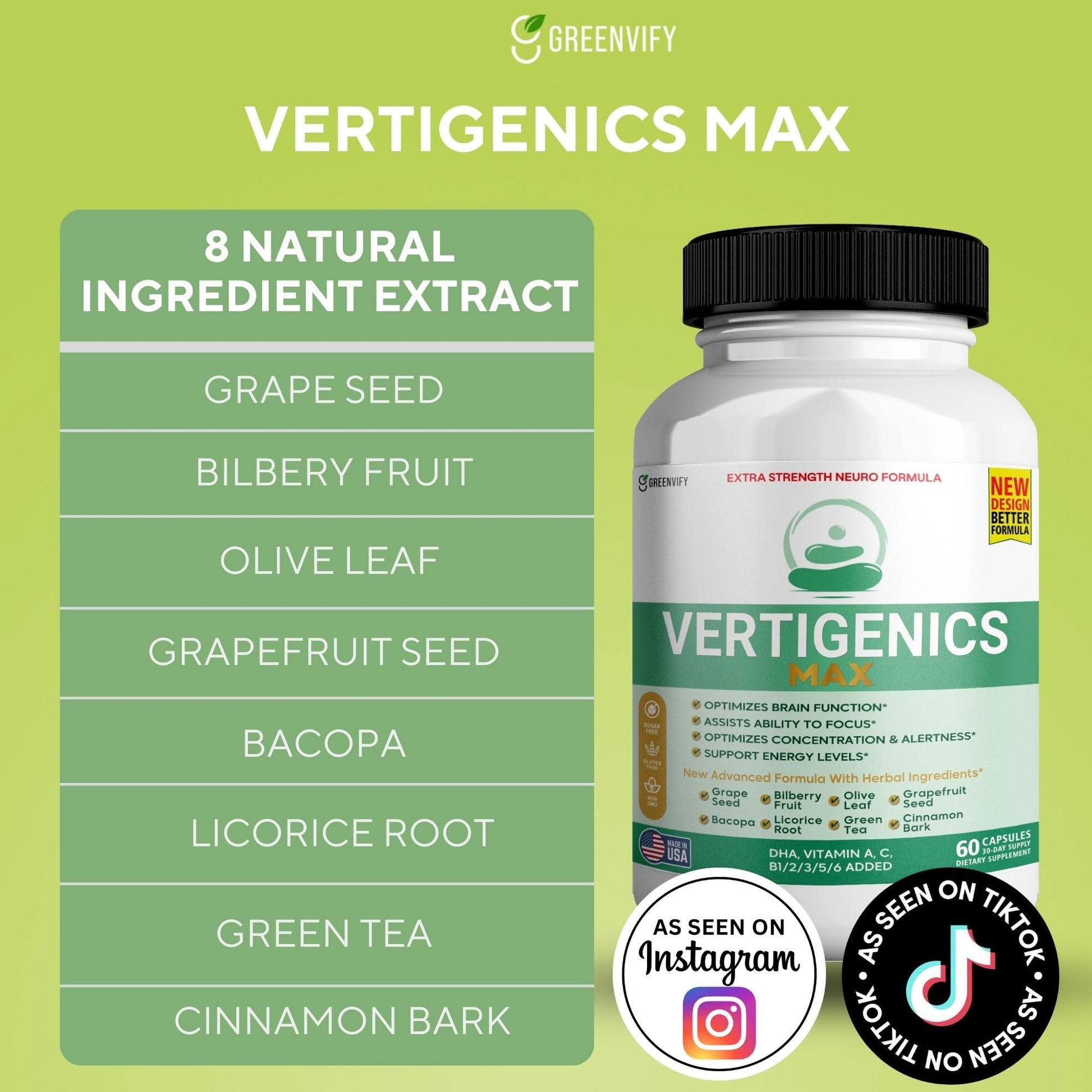 Vertigenics Max – Brain & Focus Support Supplement – Extra Strength Neuro Formula with Vitamins, Minerals & Herbal Blend – Supports Clarity, Alertness & Energy – 60 Capsules (1) VertigenicsBuy Supplements Australia