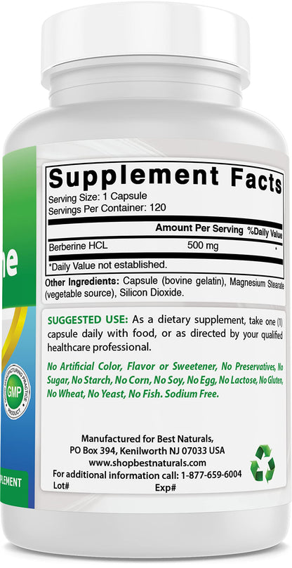 Best Naturals Berberine 500mg 120 Capsules - Supports Immune Function, Cardiovascular Best NaturalsBuy Supplements Australia