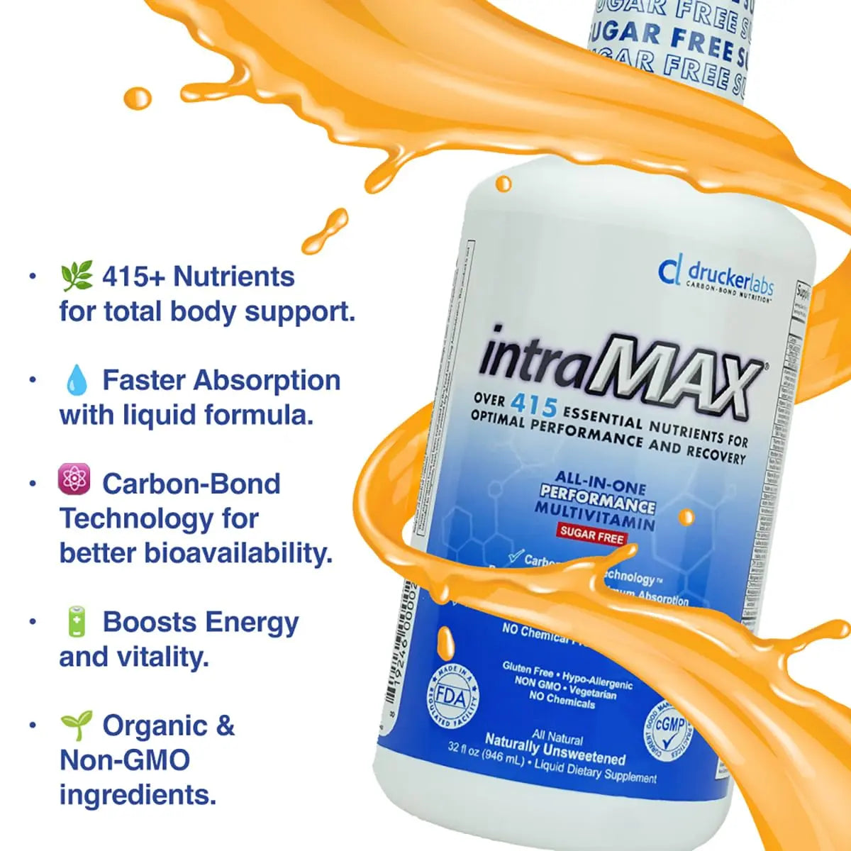 intraMAX Drucker Labs Organic Sugar-Free All-in-One Performance Liquid Multivitamin for Men & Women | intraMAXBuy Supplements Australia