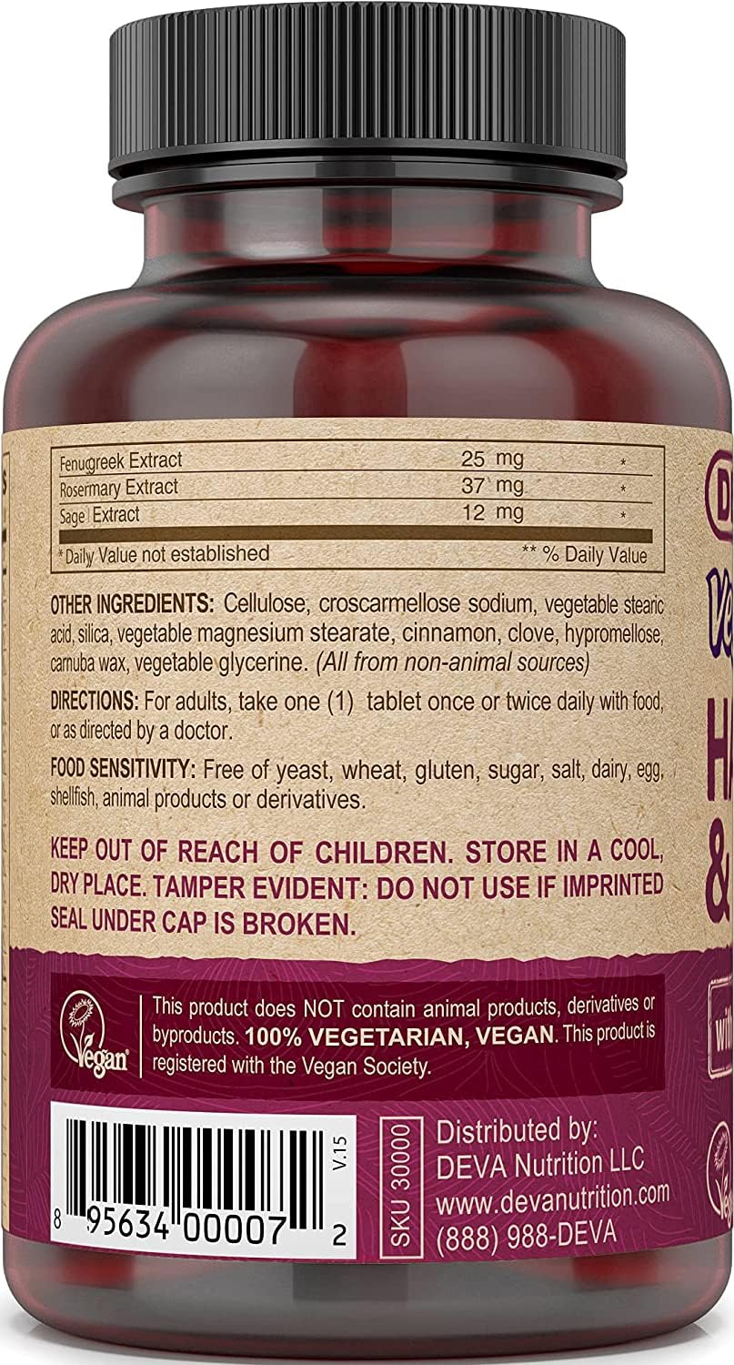 DEVA Vegan Vitamins Hair, Nails & Skin Supplement with 500 mcg of Biotin Per Tablet 90 Tablets (Pack of 2) DEVABuy Supplements Australia