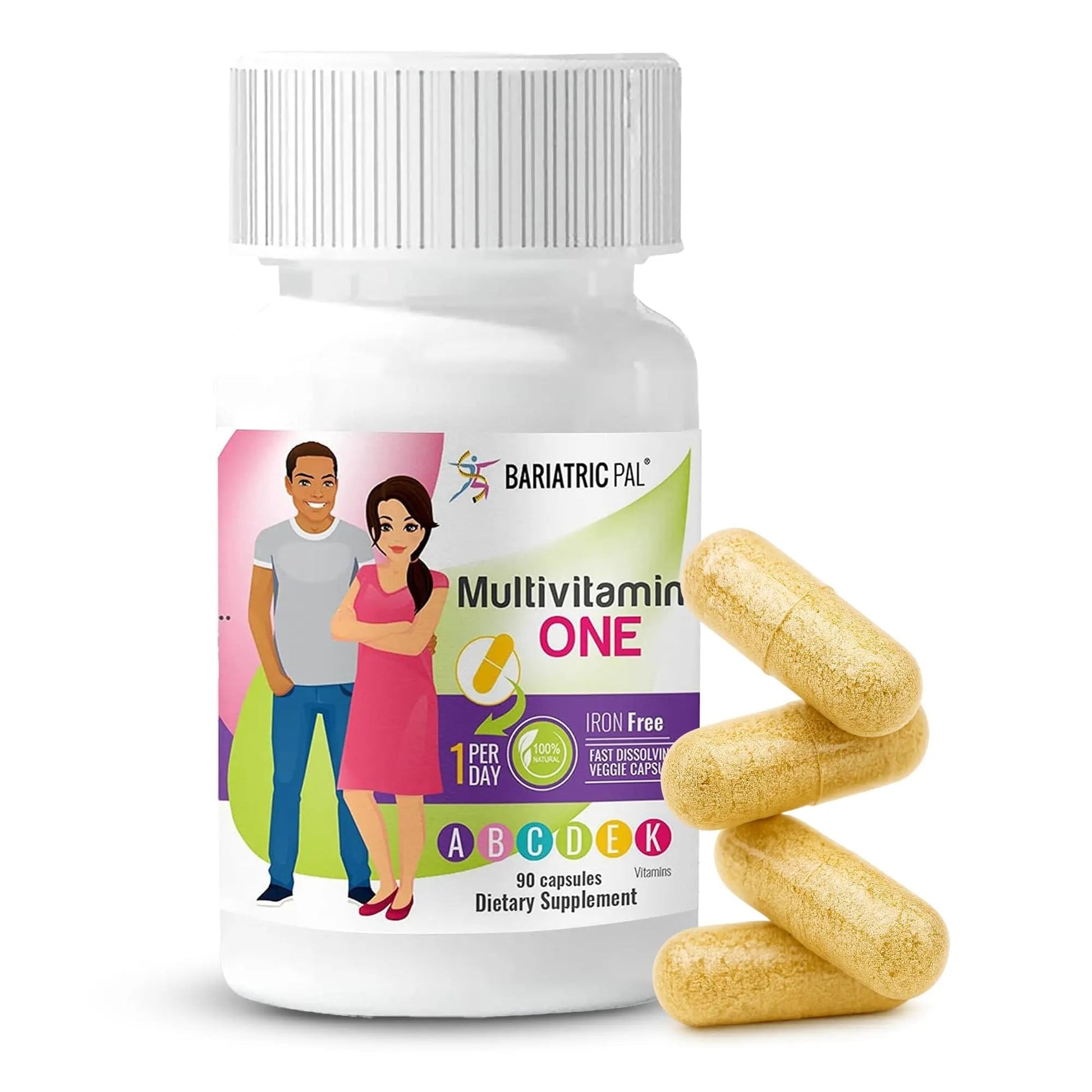 BariatricPal Multivitamin ONE 1 per Day! Bariatric Multivitamin Capsule Iron Free | Easy to Swallow Capsule | BariatricPal