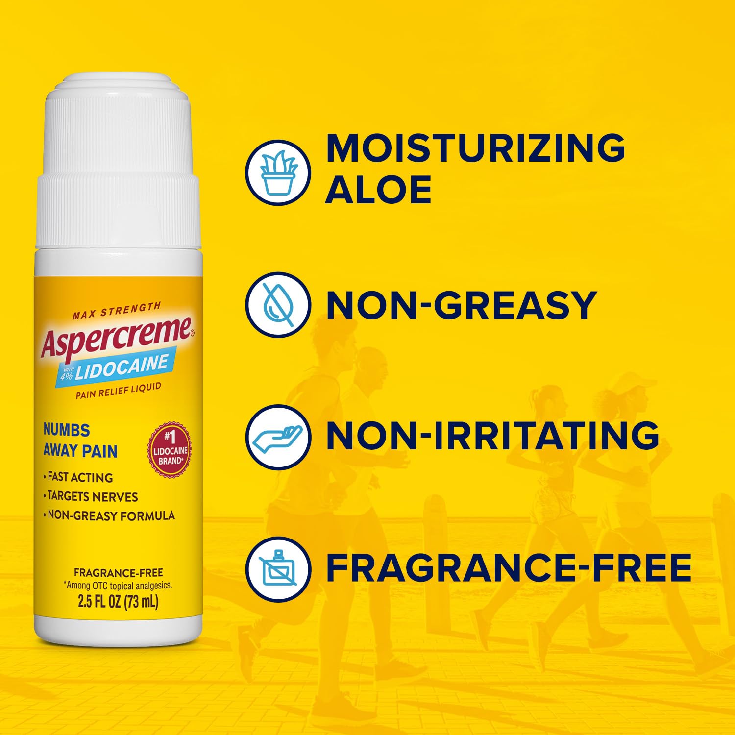 Aspercreme Odor Free Max Strength Lidocaine Pain Relief Liquid with Roll-On No Mess Applicator, 2.5 oz. AspercremeBuy Supplements Australia
