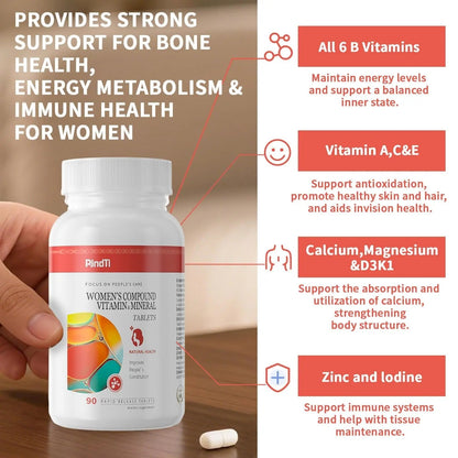 RindTi Multivitamin for Women 50+, Daily Women 50+ Multi-Vitamin with Vitamins A, B,C, E for Energy, & Bone & Immune & Skin& Hair Support, 90 ct RindTiBuy Supplements Australia