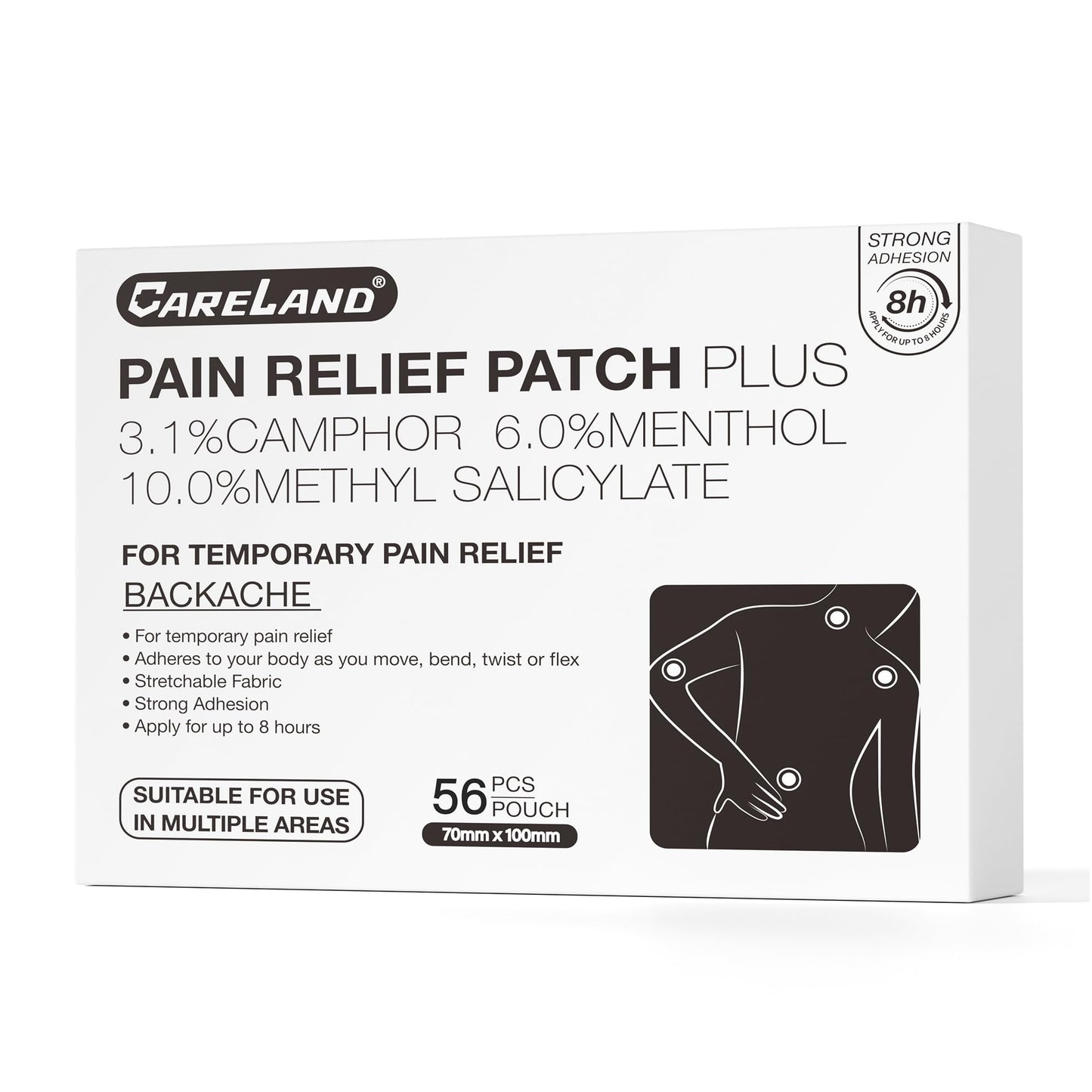 CARELAND Compound Pain Relief Patches, 56 Count (7cm x 10cm) - OTC with Stronger Adhesion for Back, Shoulder, Knee, Large Size CARELANDBuy Supplements Australia