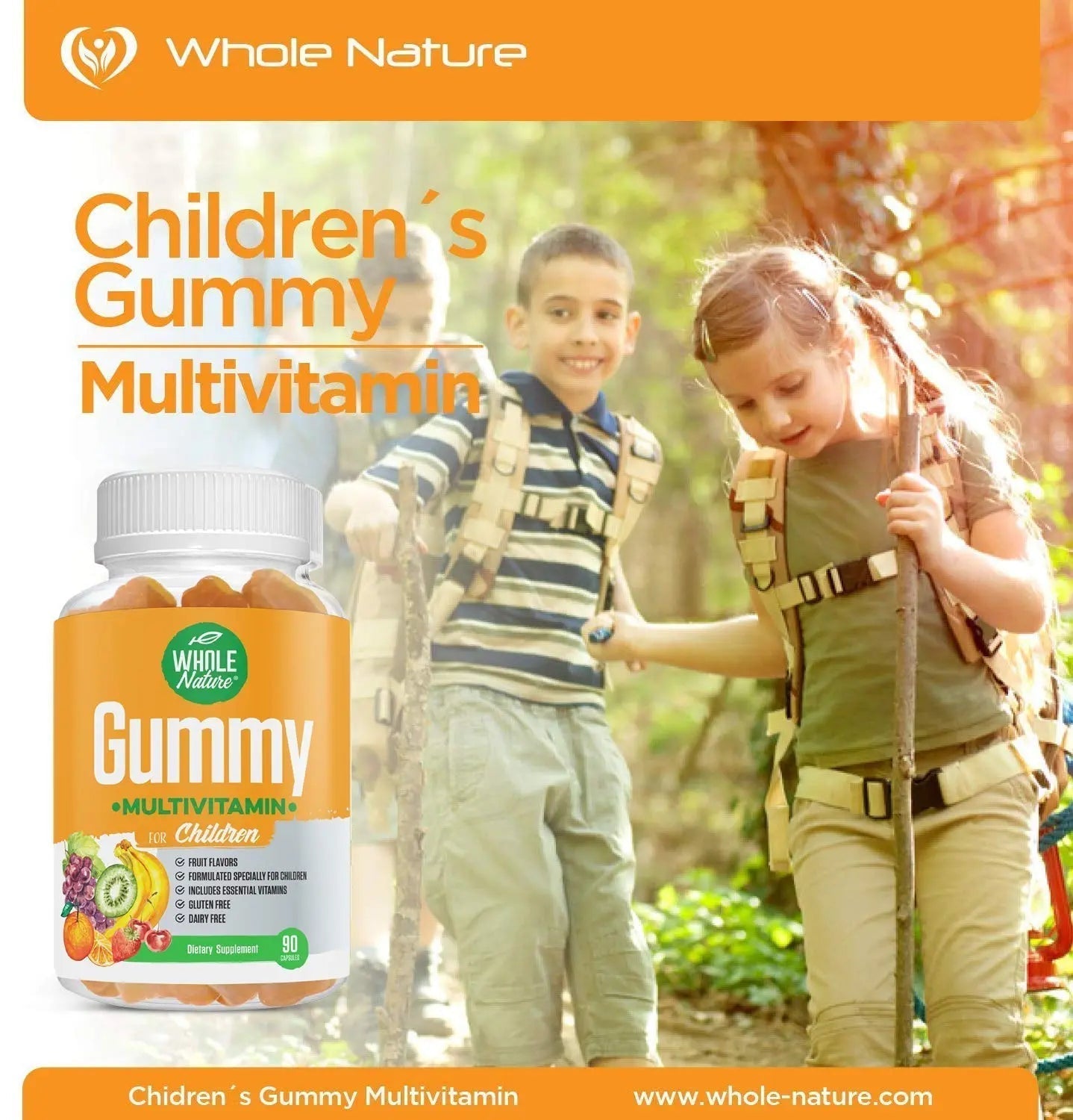 Whole Nature Kids Gummy Multivitamin - Complete Daily Essentials Childrens Vitamins and Minerals for Overall Wellness, 90 Gummies Whole NatureBuy Supplements Australia