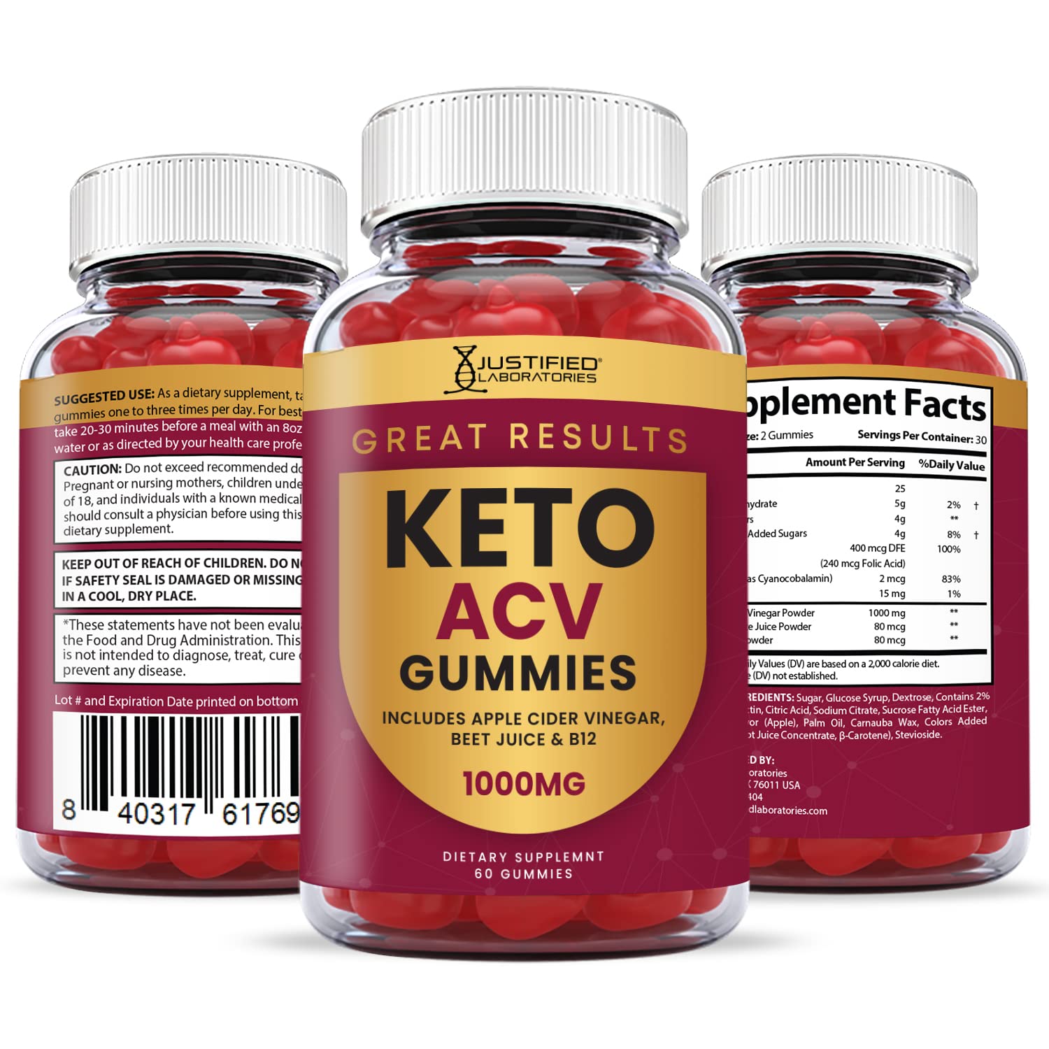 Justified Laboratories Great Results Keto ACV Gummies 1000MG with Pomegranate Juice Justified LaboratoriesBuy Supplements Australia