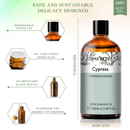 Cypress 3.38fl.oz Essential Oil, PHATOIL Aromatherapy Essential Oils for Diffuser, Humidifier PHATOILBuy Supplements Australia