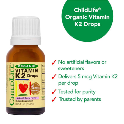 CHILDLIFE Essentials Organic Vitamin K2 Drops - Infant Toddler Baby Vitamin K, K2 Supplement, Vitamin K2 MK7, Liquid K2, Vitamin K Drops CHILDLIFE ESSENTIALSBuy Supplements Australia