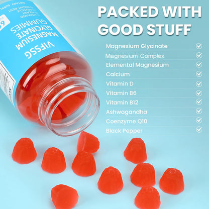 Magnesium Glycinate Gummies 400mg, Sugar Free Gummies with Magnesium L-Threonate 200mg - Magnesium Supplement Chewable Gummies