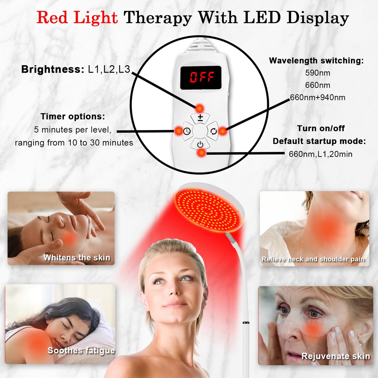 Akarishin Red Light Therapy Lamp for Face- Facial and Body Treatment with Adjustable Height Stand AkarishinBuy Supplements Australia