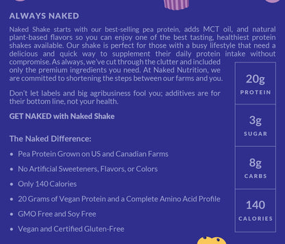 Naked Shake - Blueberry Muffin Protein Powder - Flavored Plant Based Protein Naked NutritionBuy Supplements Australia
