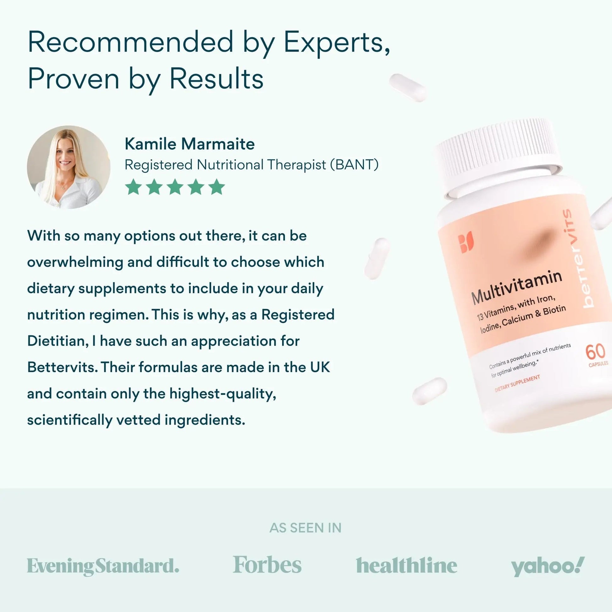 Bettervits Multivitamin for Women & Men | Womens Daily Multivitamin with 13 Essential Vitamins Iron, Iodine, Calcium and Biotin B BETTERVITSBuy Supplements Australia