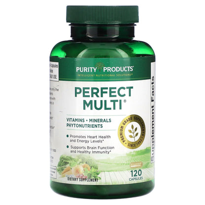 Purity Products Perfect Multi - Multivitamin Packed with Vitamins, Minerals and Phytonutrients - 60 Breakthrough Nutrients - Support for Healthy Immunity, Normal Energy Levels - 120 Capsules (1) Purity ProductsBuy Supplements Australia
