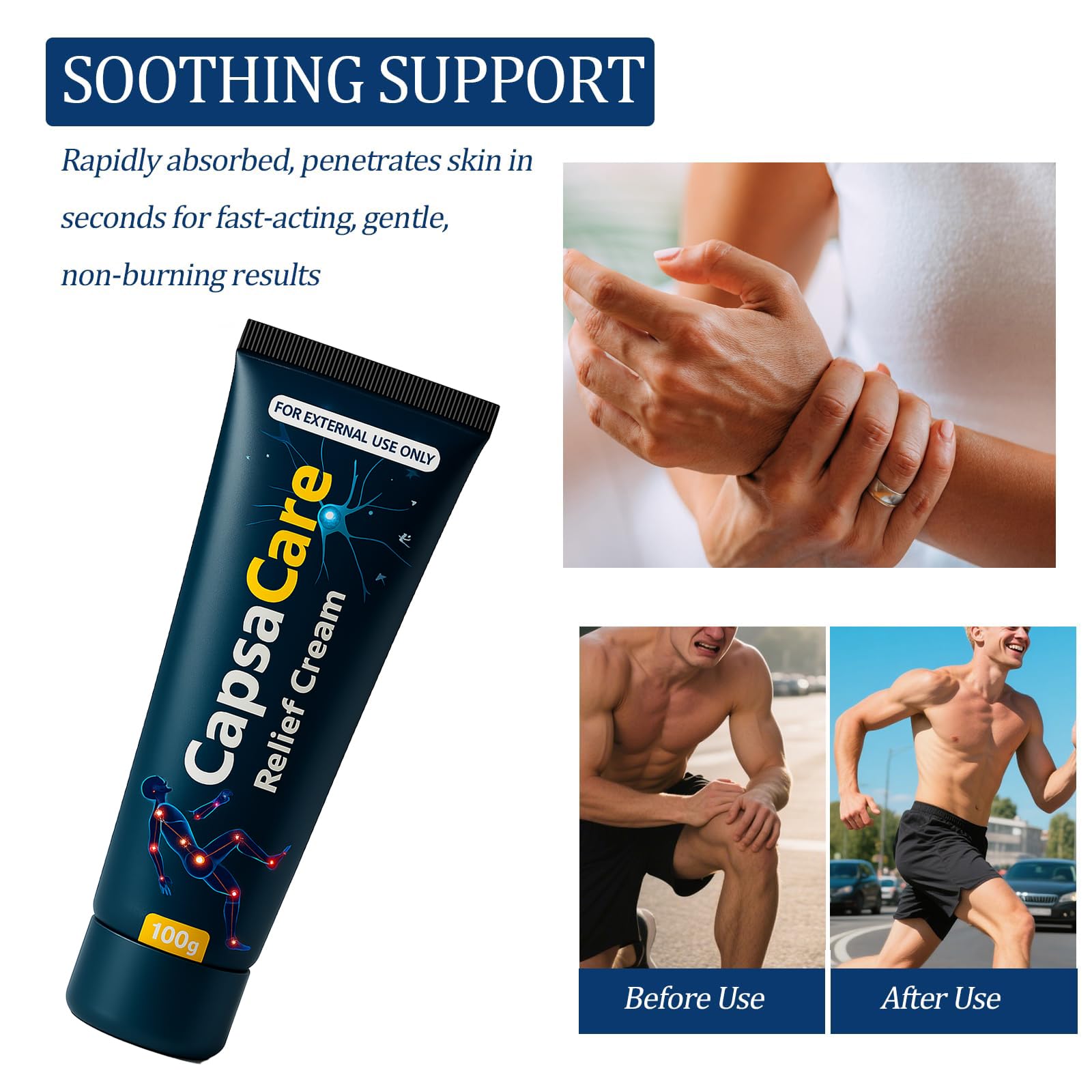 CapsaCare Neuropathy Relief Cream - with Capsaicin & Arnica, Menthol for Muscle & Joint Comfort, Fast Absorbing Formula for Feet, Hands, Legs, and Waist (2Pcs) MCArthurBuy Supplements Australia