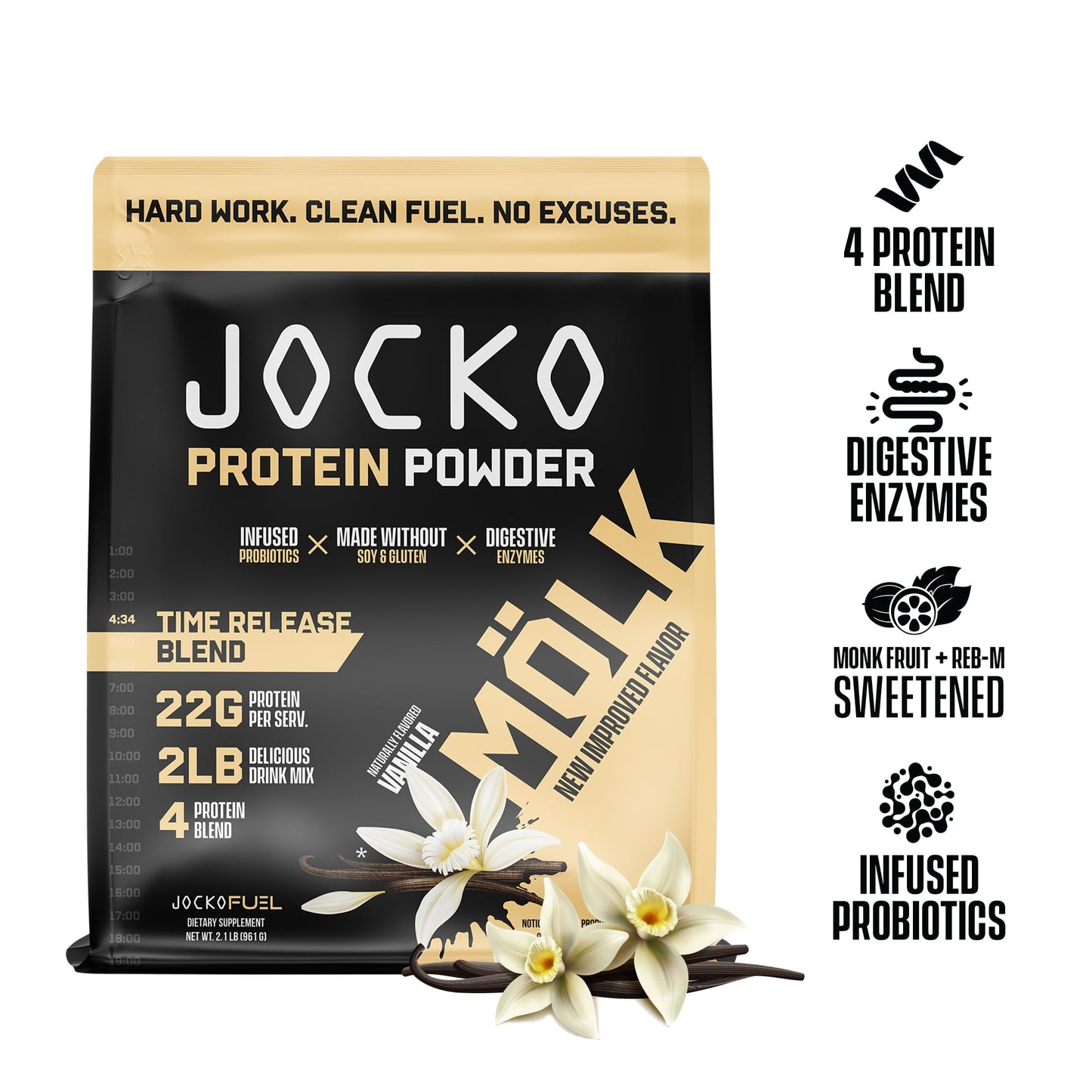 Jocko Mölk Whey Protein Powder (Vanilla) - Keto, Probiotics, Grass Fed, Digestive Enzymes Jocko FuelBuy Supplements Australia