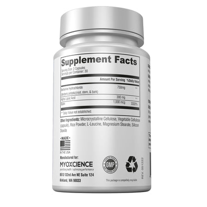 MYOXCIENCE Berberine Fasting Accelerator: Berberine HCL with ALA (Alpha Lipoic Acid) MYOXCIENCEBuy Supplements Australia